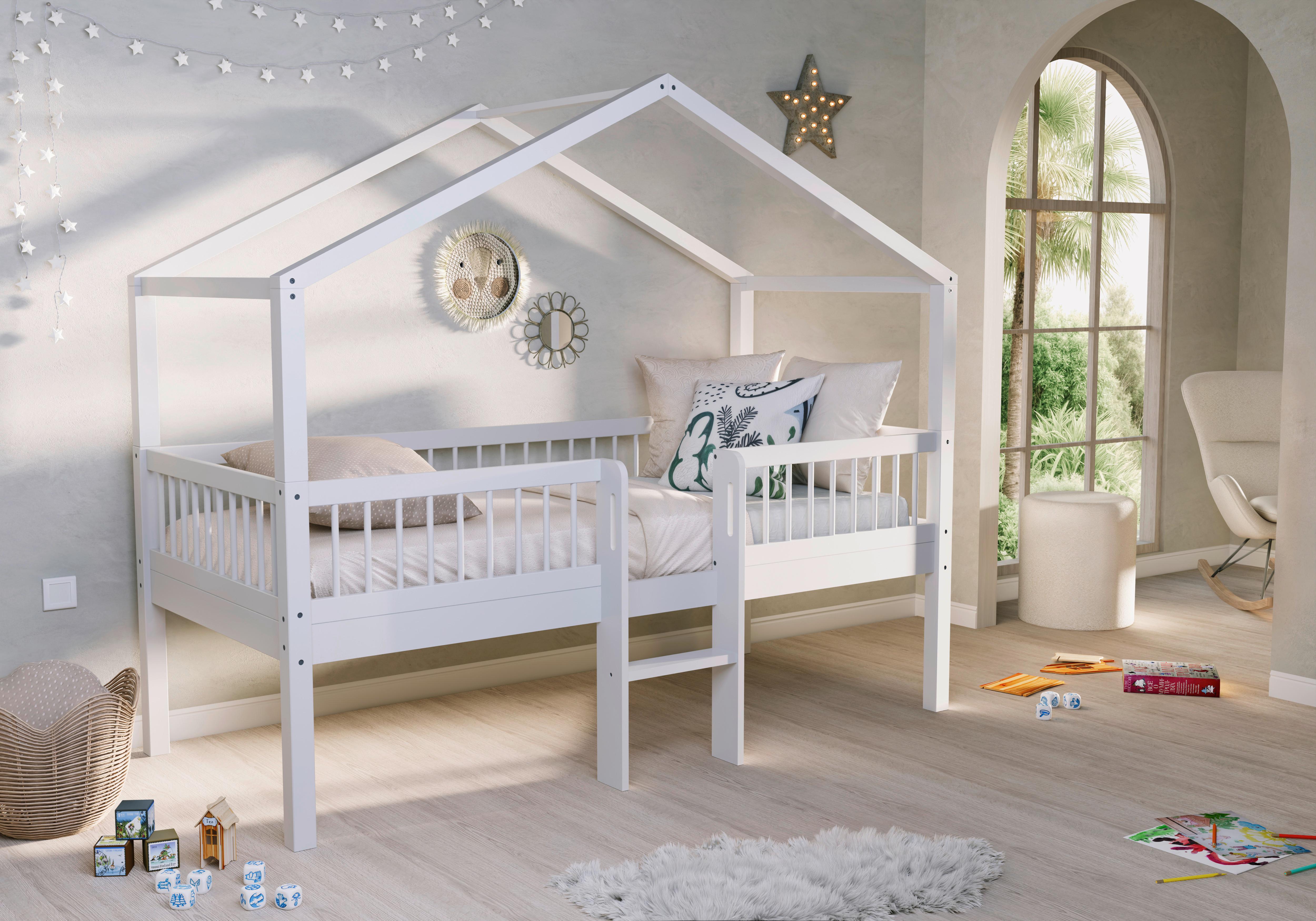 Hausbett FORREST Weiß ca. 90x200 cm Echtholz Buche - Naturfarben/Weiß, MODERN, Holz (90/200cm) - Vipack