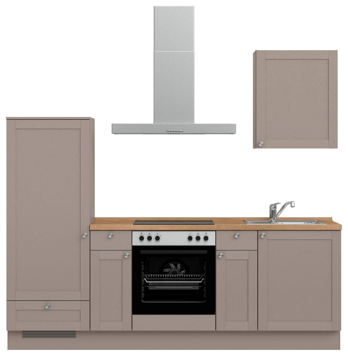 Küchenleerblock Frame Low o. Geräte Beigebraun - Edelstahlfarben/Eichefarben, MODERN, Holzwerkstoff/Metall (240cm) - Nobilia