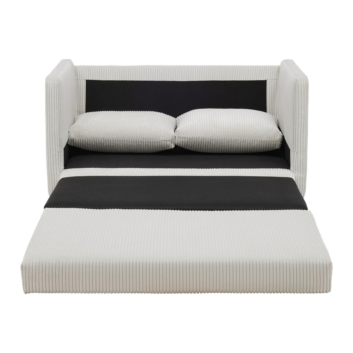 Jugend- und Kindersofa Cord Beige - Beige/Schwarz, Konventionell, Textil (111/70/69cm) - Mömax