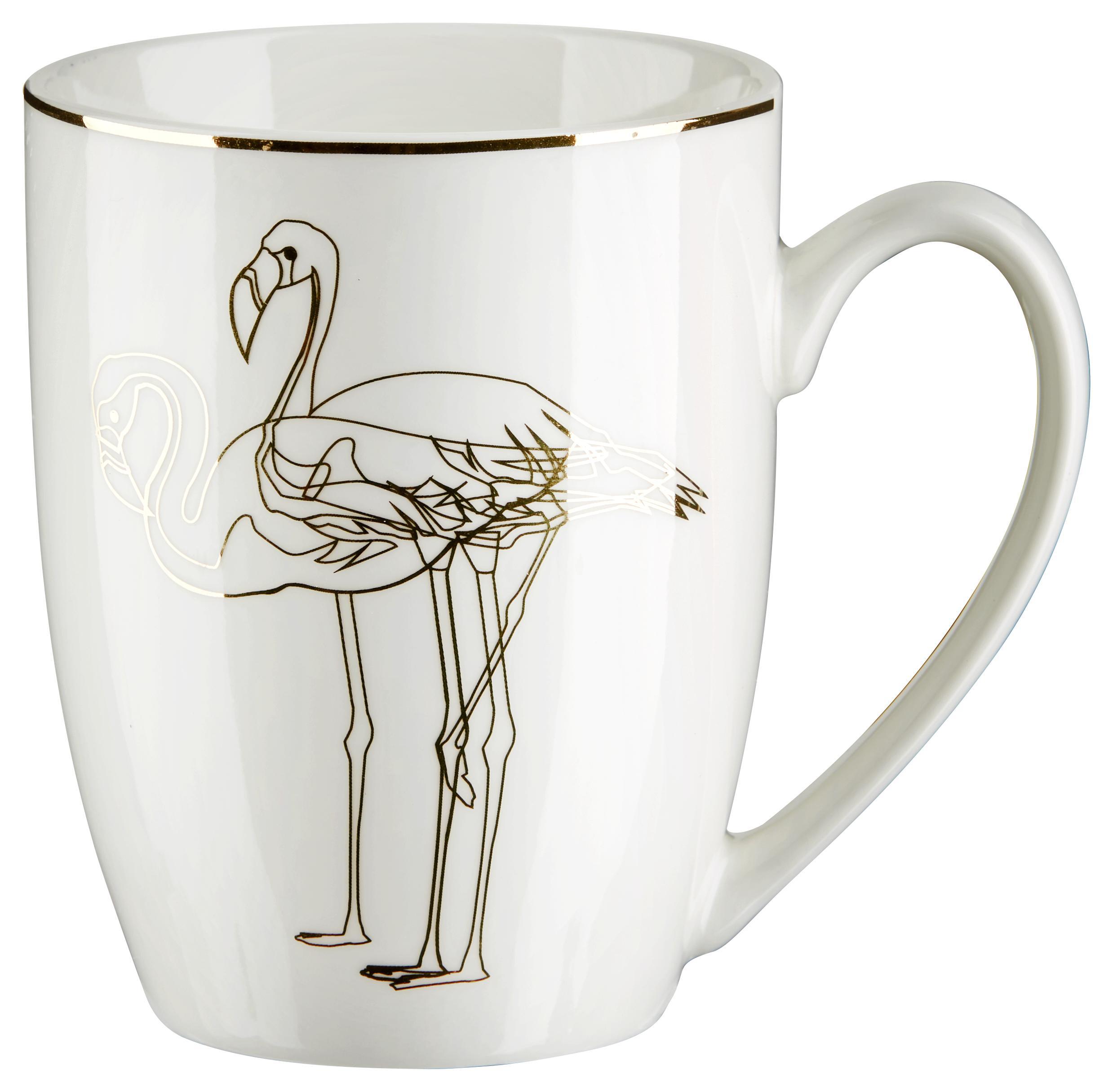 Kaffeebecher Golden Couple ca. 350ml - Goldfarben/Weiß, LIFESTYLE, Keramik (8,5/10,6cm) - Mömax modern living