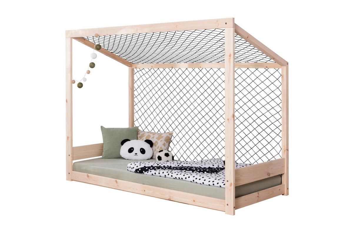 Bodenbett Fußball Holz ca. 90x200 cm - Naturfarben, MODERN, Holz/Textil (90/200cm) - MID.YOU