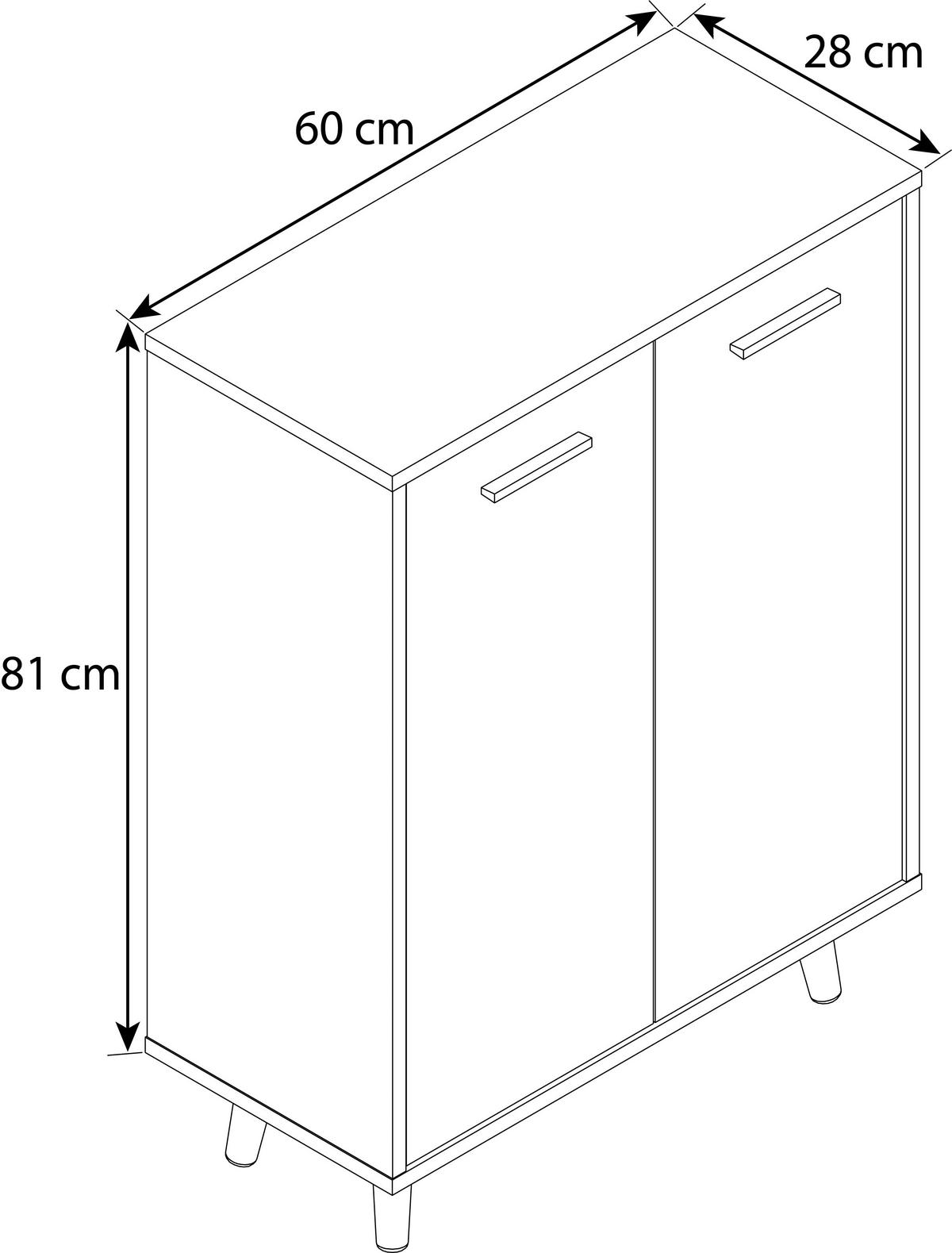 Komoda Landos, Bela,hrast - siva/bela, Moderno, umetna masa/leseni material (60/81/32cm) - MID.YOU