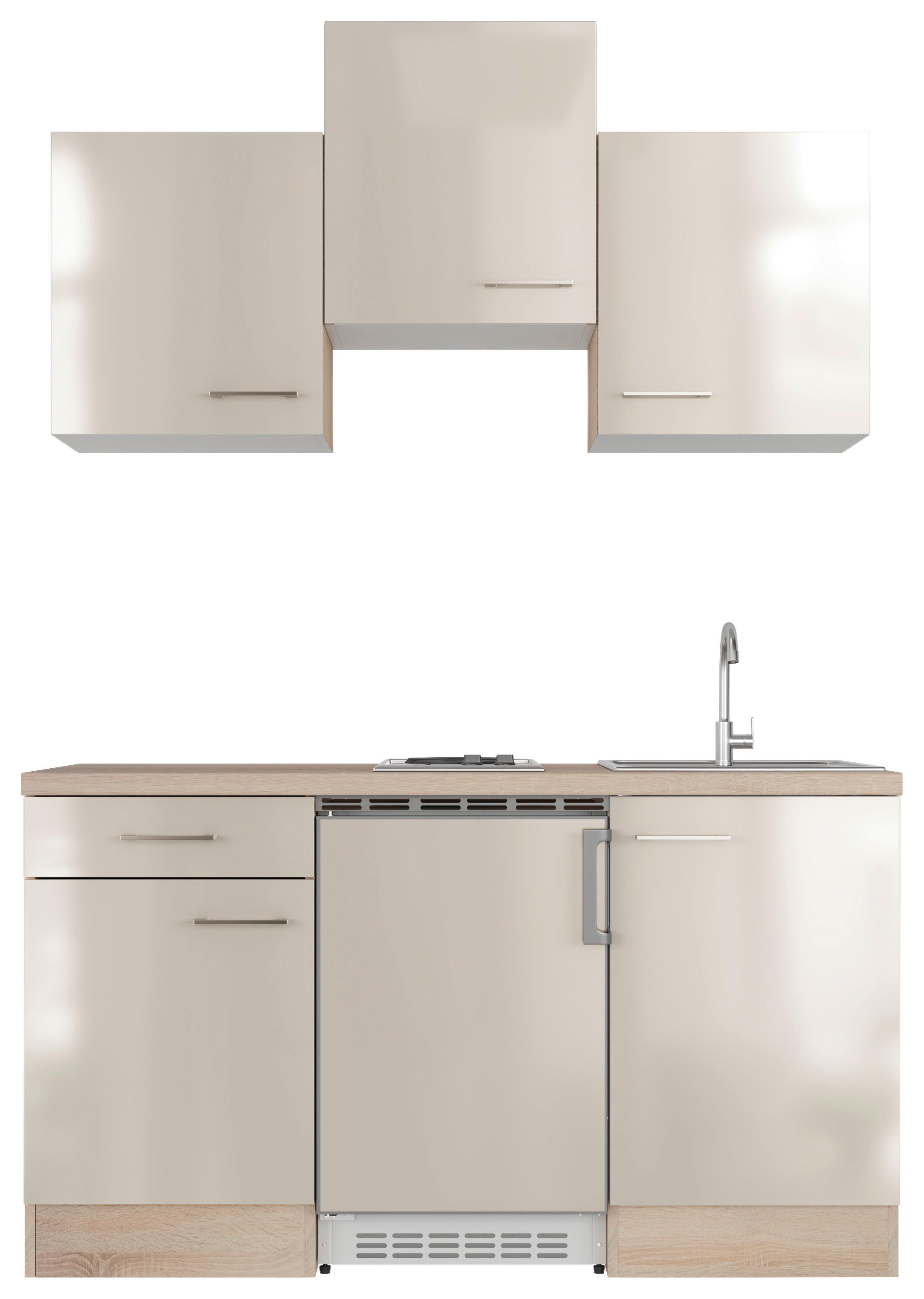 Miniküche Nepal m. Geräten B: ca. 150cm Kaschmir - Kaschmir/Edelstahlfarben, MODERN, Holzwerkstoff/Metall (150,5cm) - FlexWell