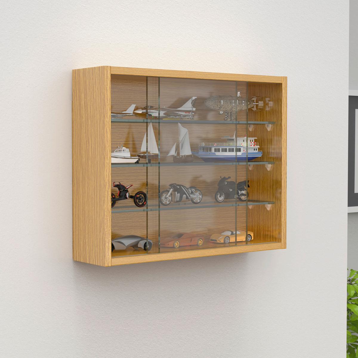 HÄNGEVITRINE DRIVALO S - Honigeiche/Transparent, Design, Glas/Holzwerkstoff (50/40/12cm) - MID.YOU