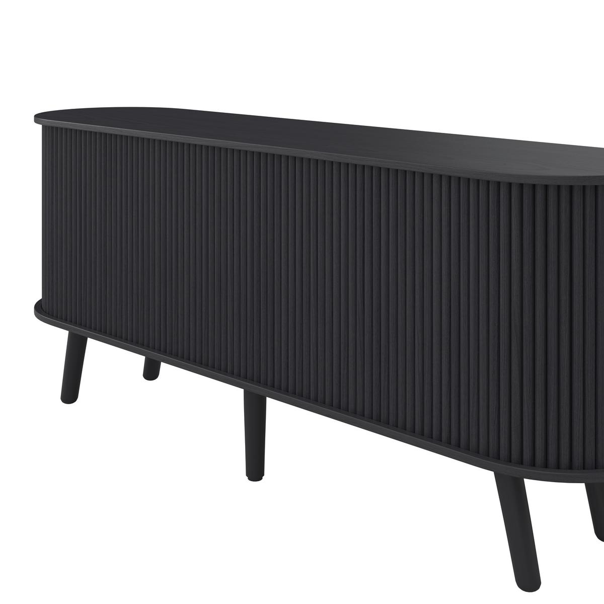 Sideboard Ennio Schwarz Echtholz/MDF - Schwarz, MODERN, Holz/Holzwerkstoff (160/80/40cm) - Bessagi Home