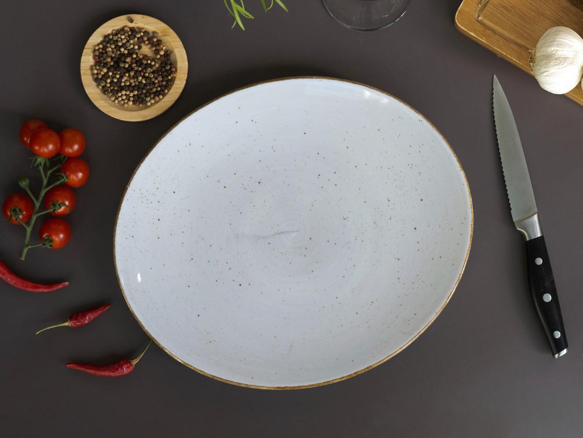 Set Krožnikov Za Zrezke Stein, 4-Delni - svetlo siva, Basics, keramika (30,5/26cm) - Creatable