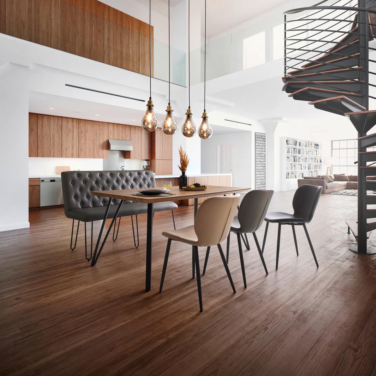 ŁAWKA IVIE - czarny/szary, Modern, metal/drewno (140/92/62cm) - Bessagi Home