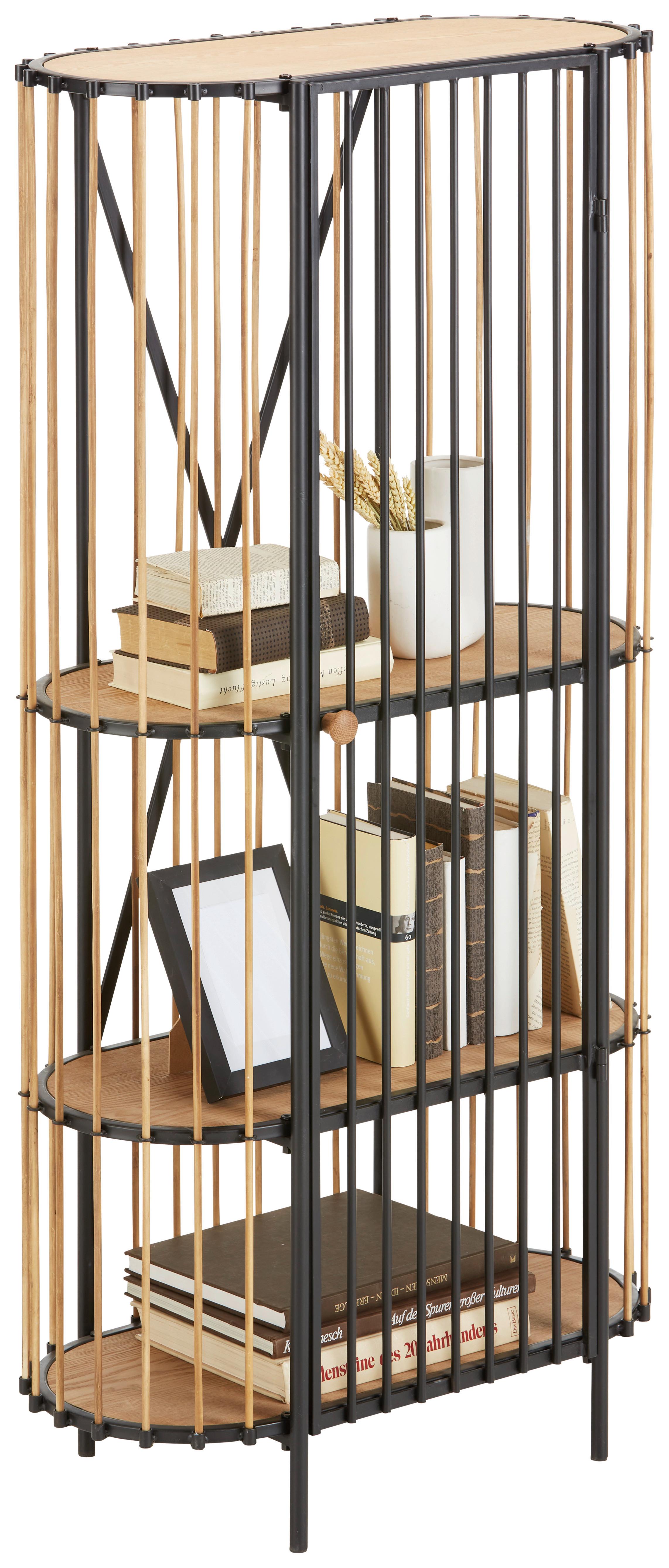 Polc Bamboo - natúr színű/fekete, Lifestyle, faalapú anyag/természetes anyagok (67/132/32cm) - Premium Living