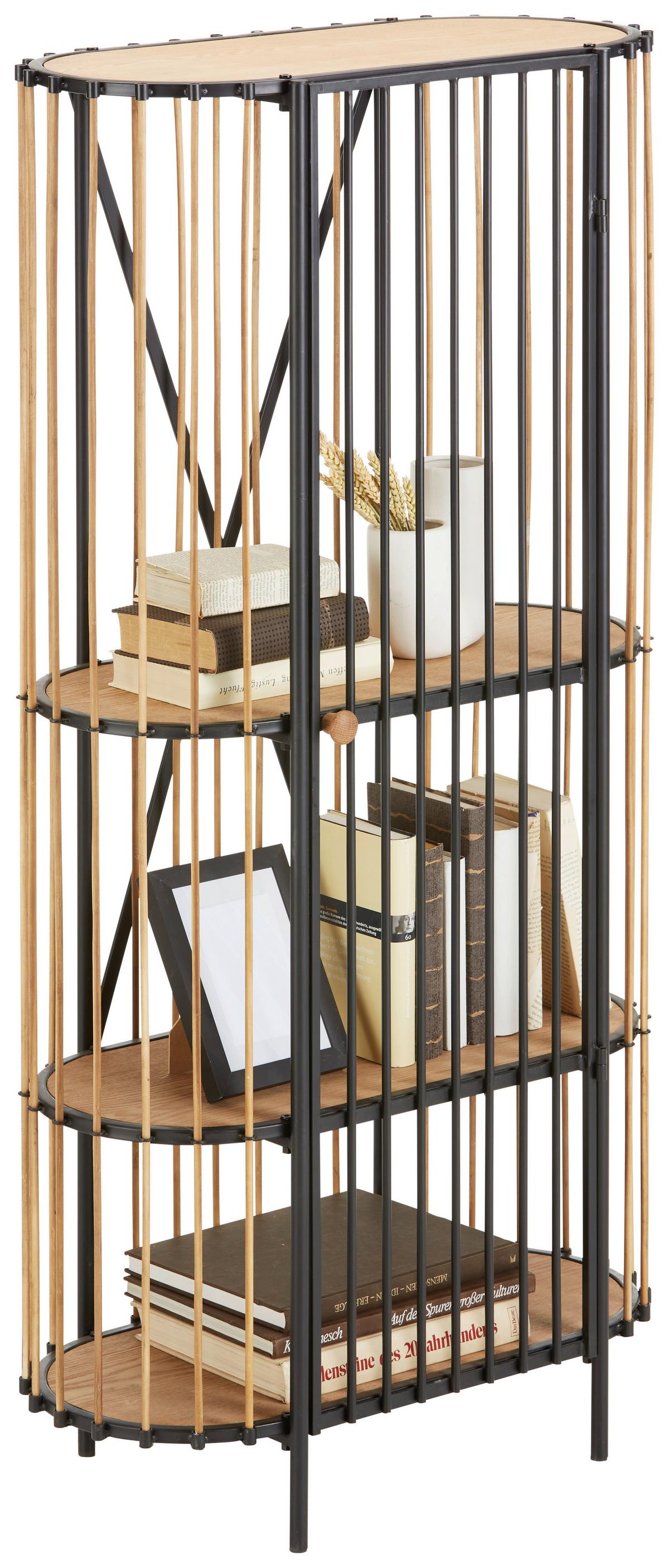 Polc Bamboo - natúr színű/fekete, Lifestyle, faalapú anyag/természetes anyagok (67/132/32cm) - Premium Living