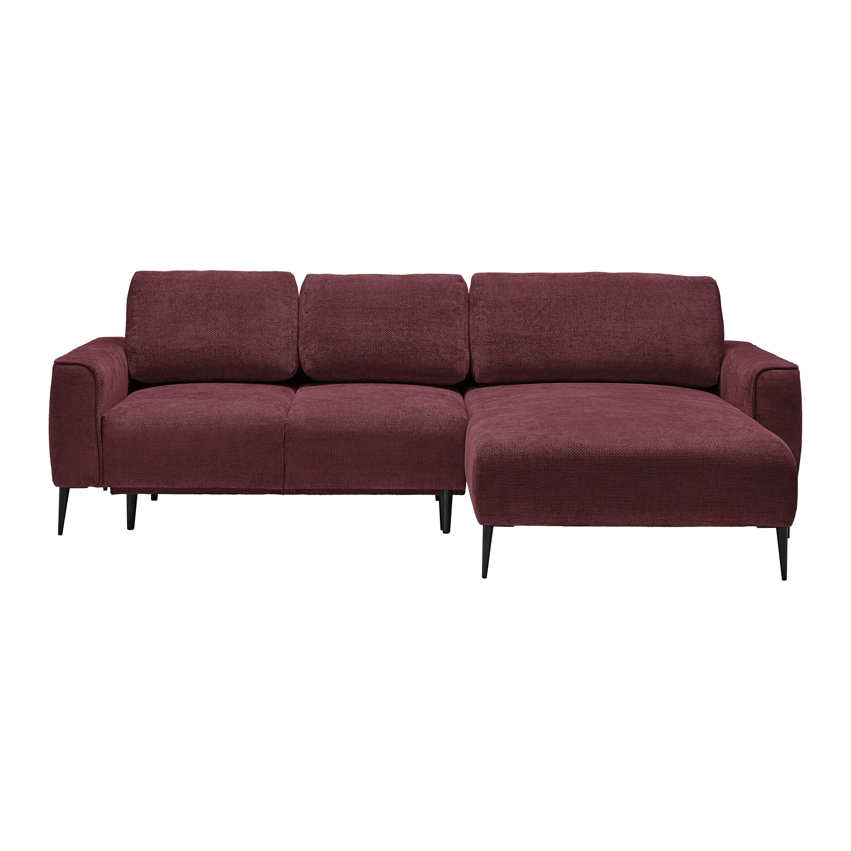 Ecksofa Custom Bordeaux - Bordeaux/Schwarz, MODERN, Textil/Metall (255/164cm) - Mömax