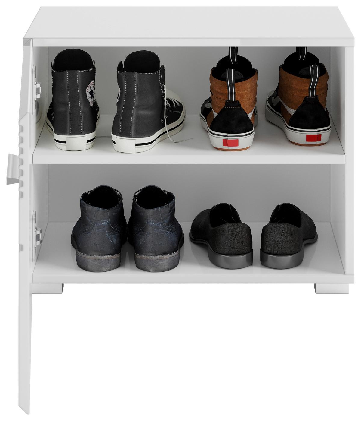 Garderobe Linus 3-tlg. ca. 115x197 cm Weiß - Weiß Hochglanz/Weiß, Design, Holzwerkstoff (115/197/37cm) - MID.YOU