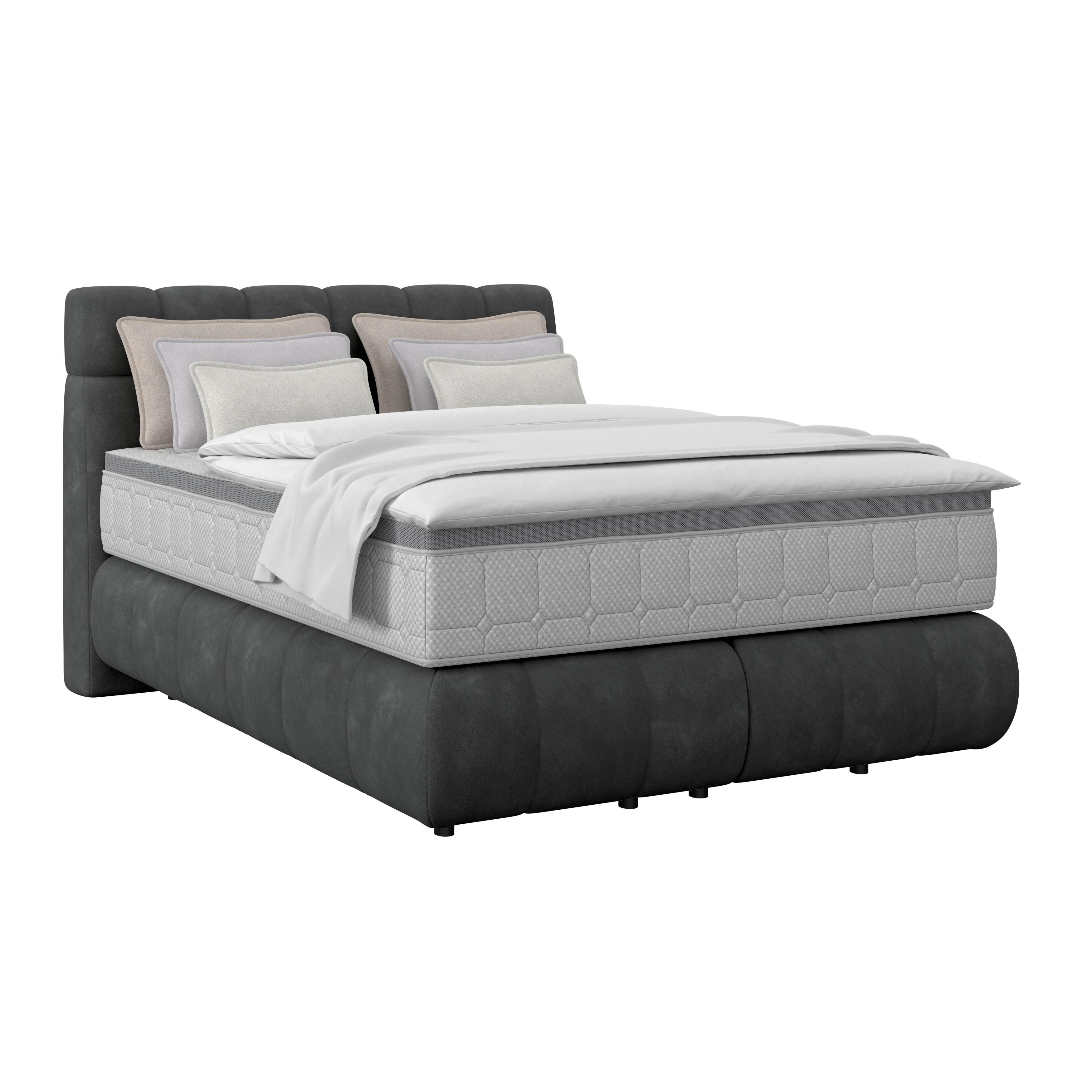 Boxspring Krevet Nobu - crna/antracit, Trend, drvo/tekstil (140/200cm) - Premium Living
