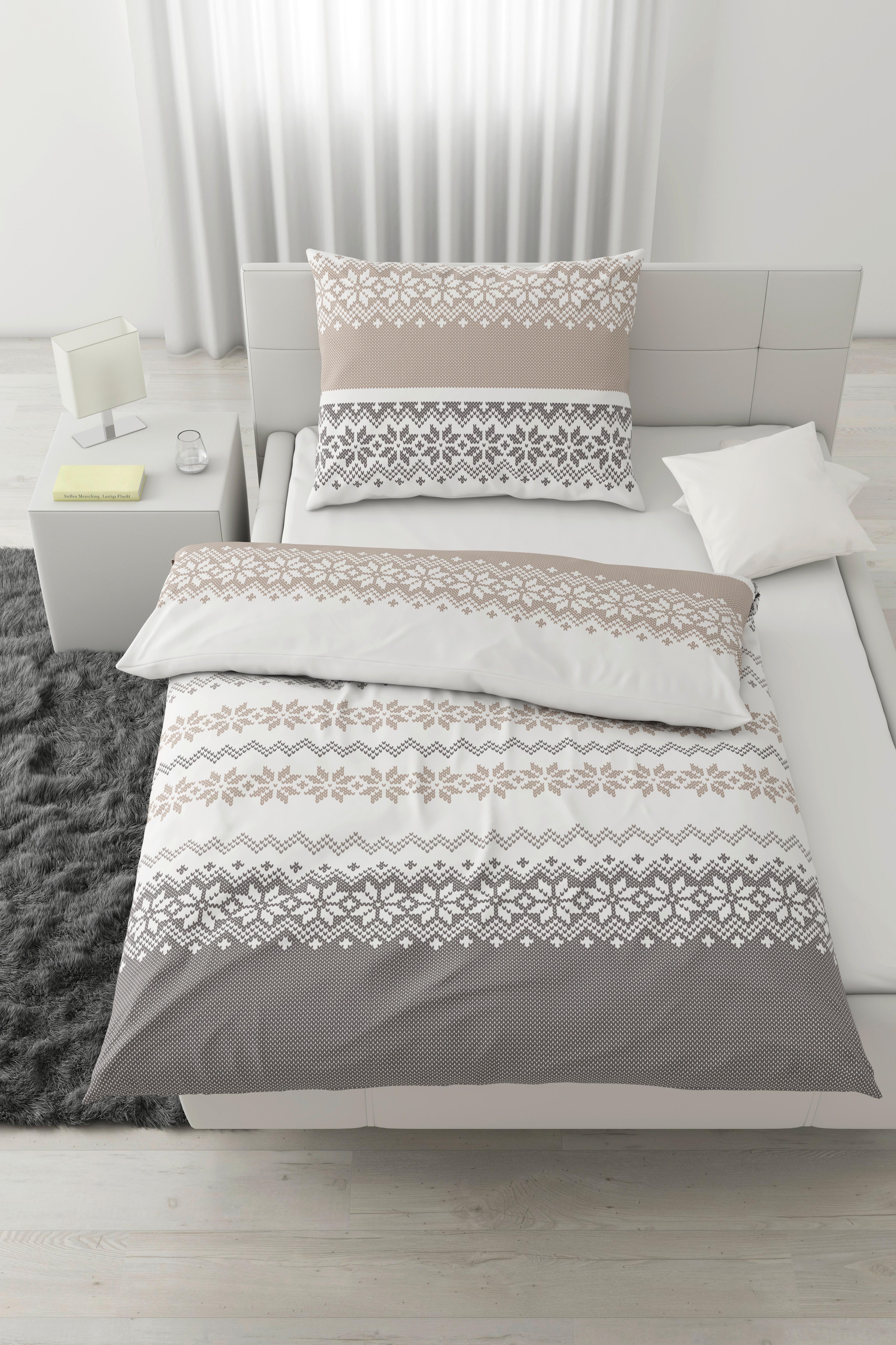 Posteljnina Snow Rose - siva/bela, tekstil (140/200cm) - Mömax