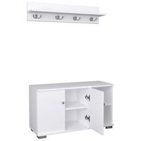 Garderobe GADOS Weiß ca. 90x82x33 cm - Weiß, MODERN, Holzwerkstoff (90/82/33cm) - MID.YOU