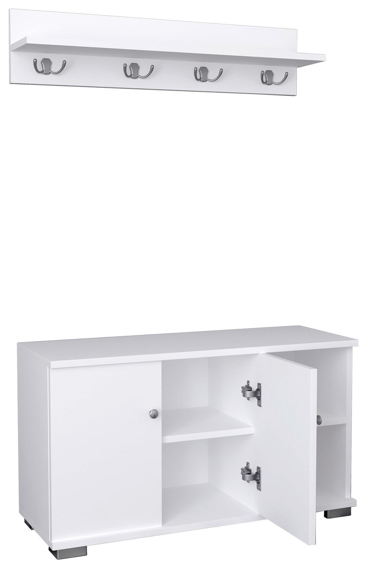 Garderobe GADOS Weiß ca. 90x82x33 cm - Weiß, MODERN, Holzwerkstoff (90/82/33cm) - MID.YOU