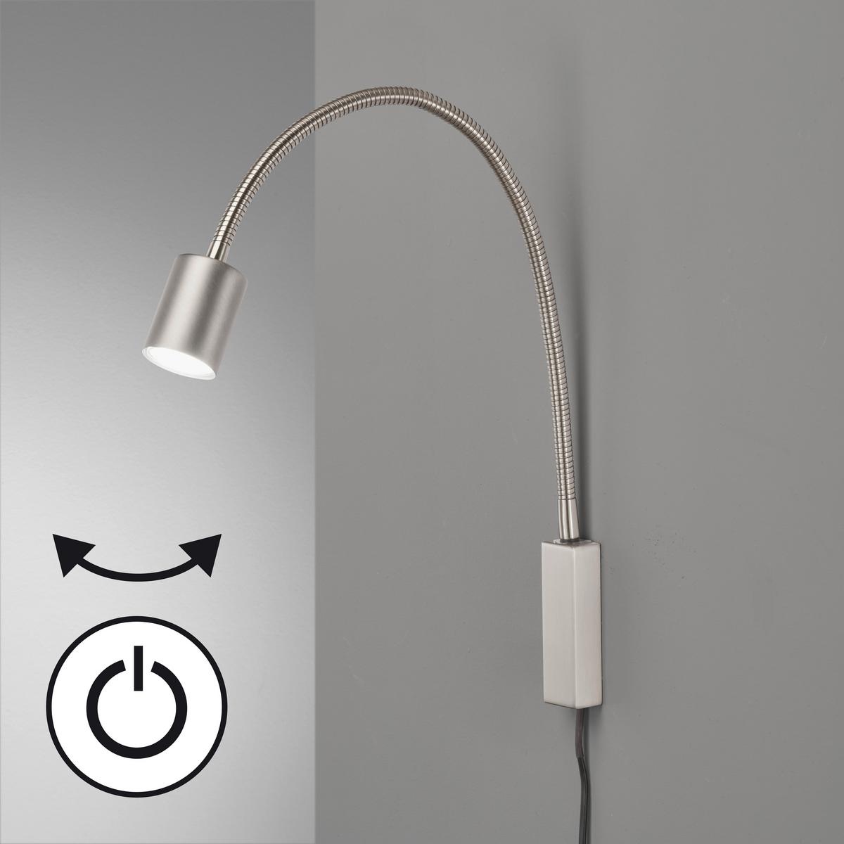 LED-Wandleuchte Justi Nickelfarben max. 4 Watt - Nickelfarben, KONVENTIONELL, Metall (6/6/52cm) - Fischer & Honsel