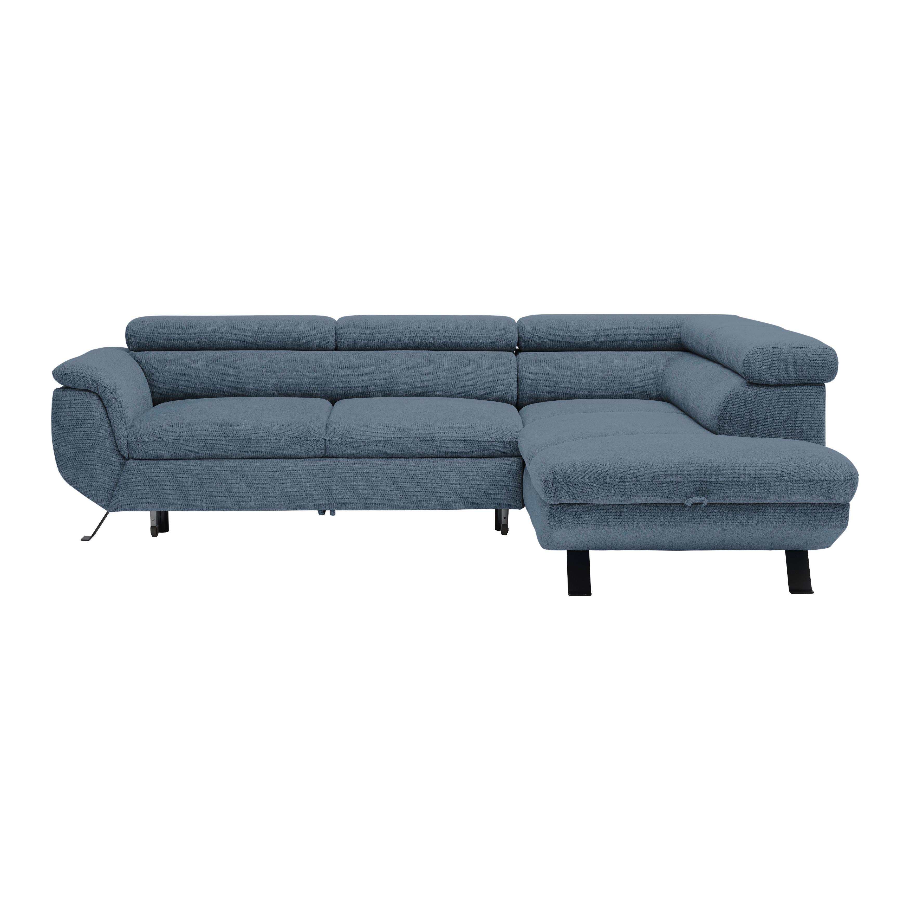 Ecksofa Raven Royalblau - Royalblau/Schwarz, MODERN, Textil/Metall (257/198cm) - Mömax