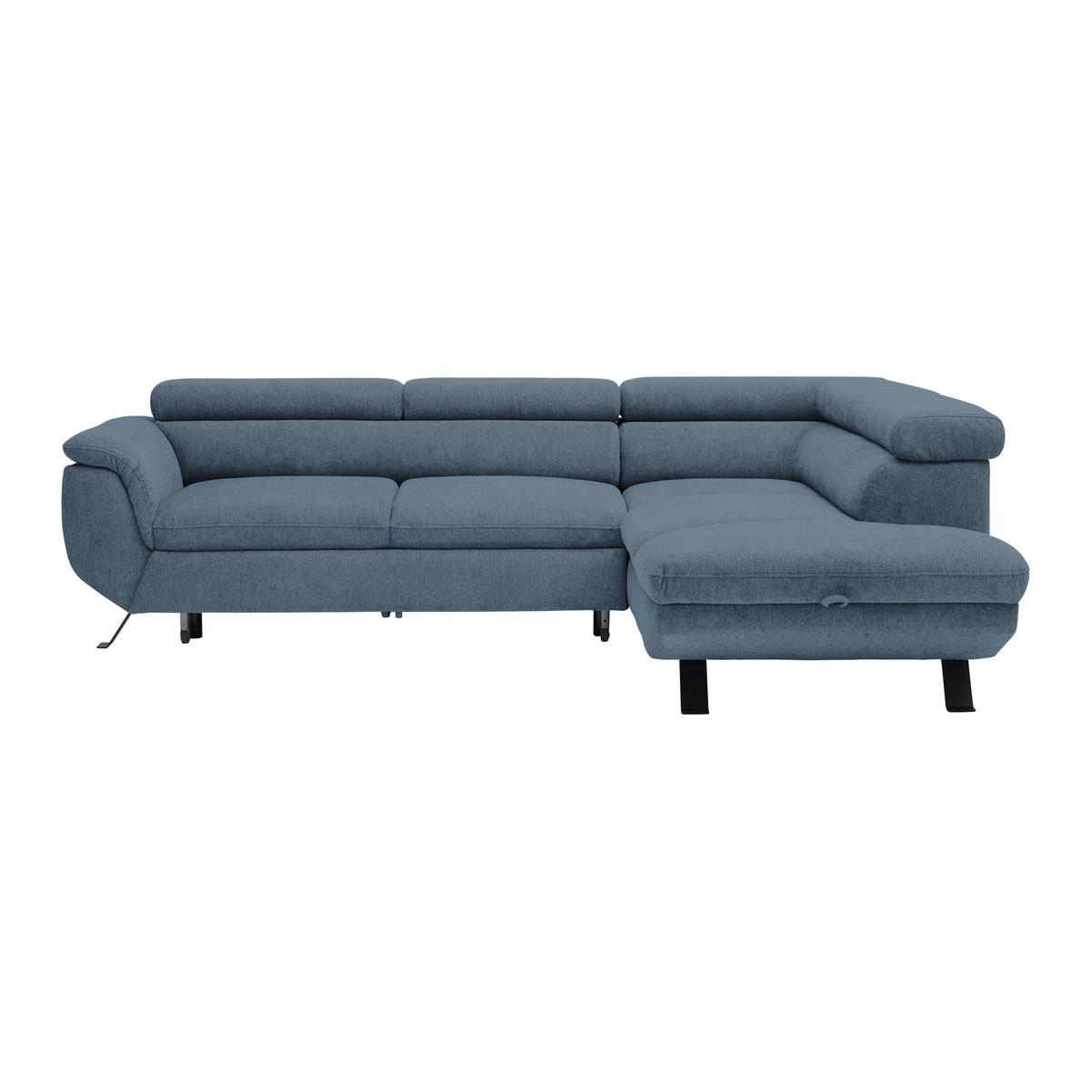 Ecksofa Raven Royalblau - Royalblau/Schwarz, MODERN, Textil/Metall (257/198cm) - Mömax