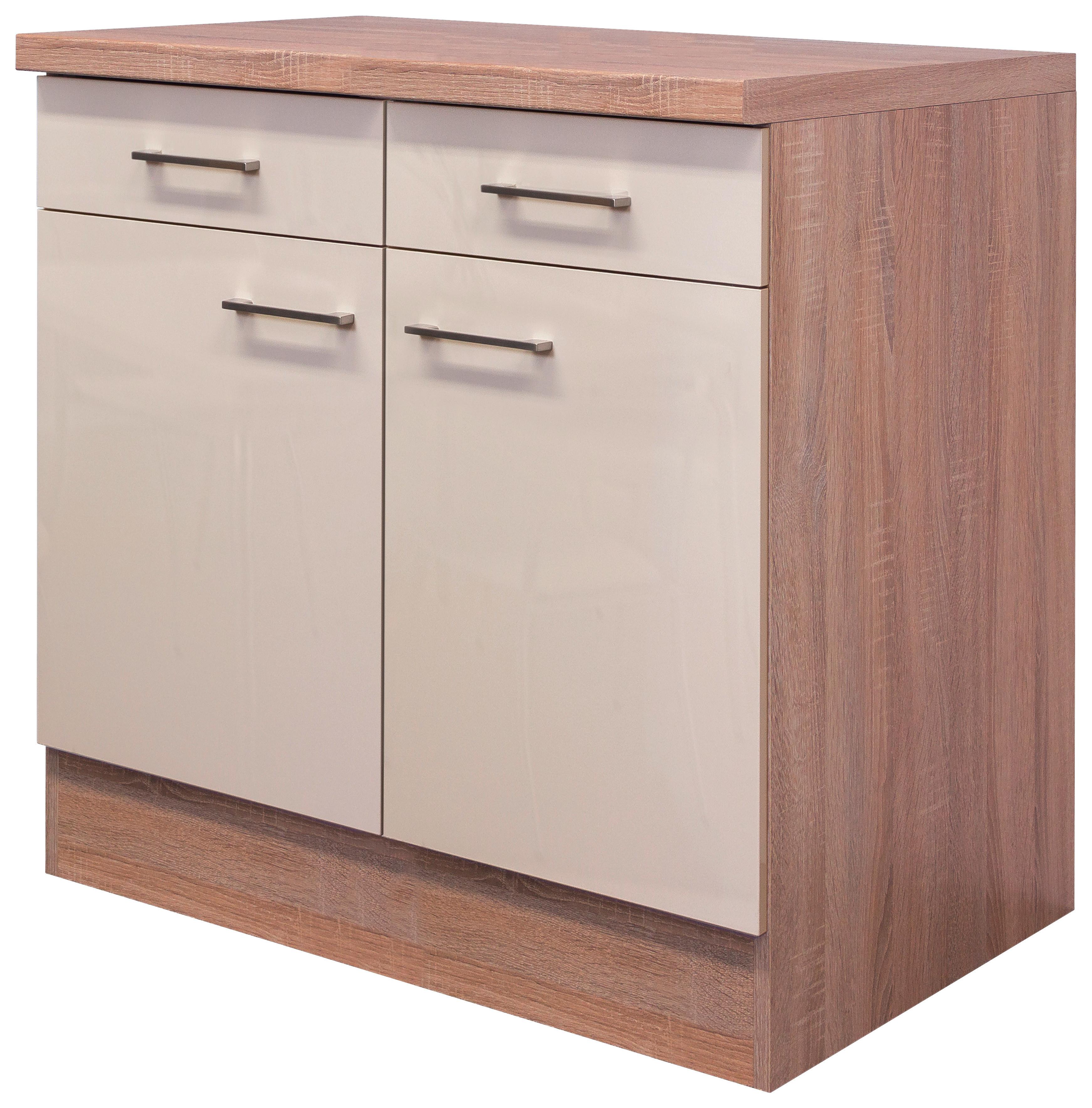 Küchenunterschrank "Nepal" , Sonoma Eiche, Kaschmir - Kaschmir/Edelstahlfarben, MODERN, Holzwerkstoff/Metall (80/86/60cm) - FlexWell