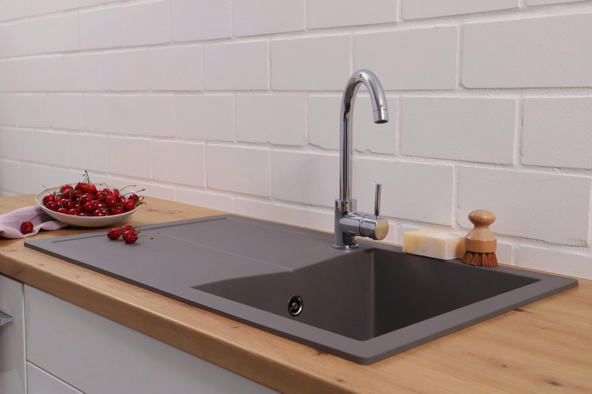 Pomivalno Korito Cleveland, 86x50cm - siva, Basics, kamen/umetna masa (86/21,4/50cm) - Respekta