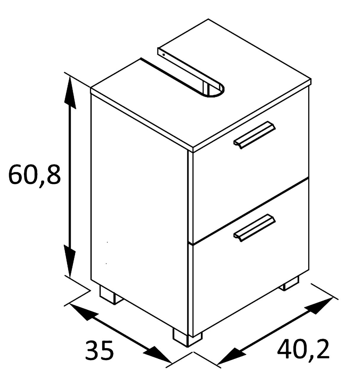 Omarica Za Pod Umivalnik Katta, Antracit, Barva Hrasta - črna/barve hrasta, Moderno, kovina/umetna masa (40,2/60,8/35cm) - Stylife