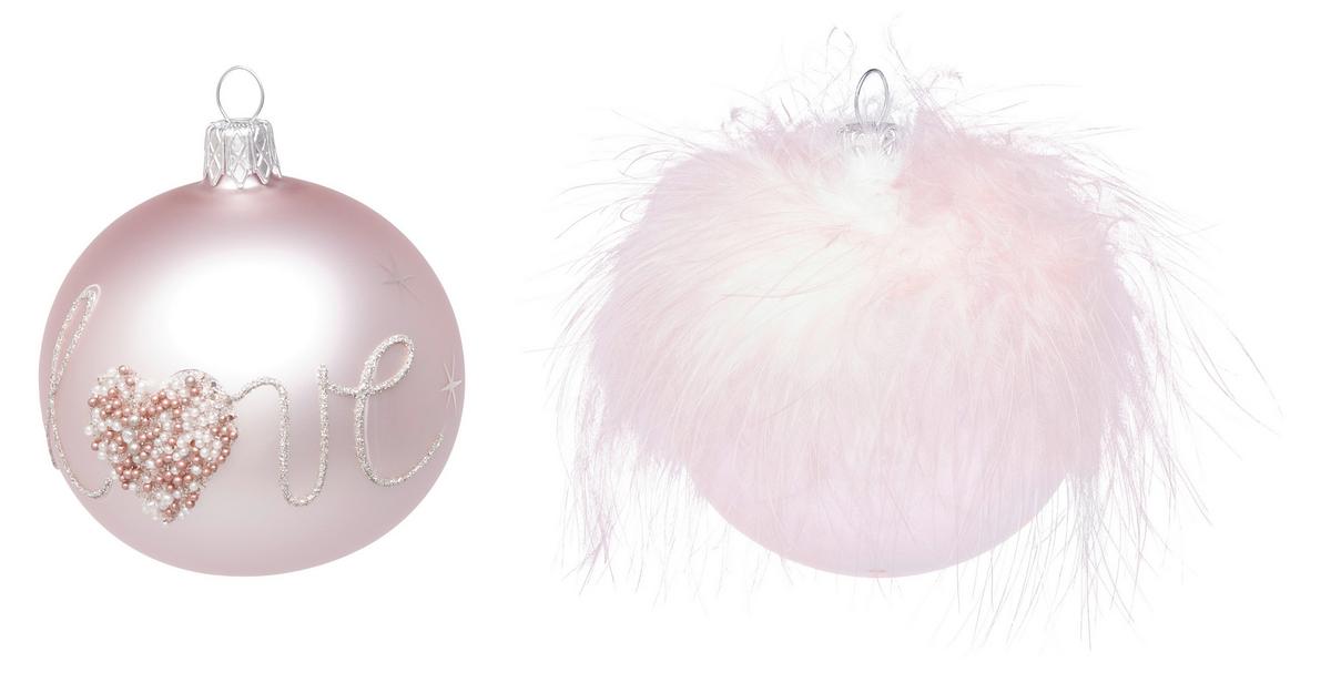 Christbaumkugel Isra in Rosa, 2 Stück - Rosa, Glas/Metall (7cm) - Modern Living