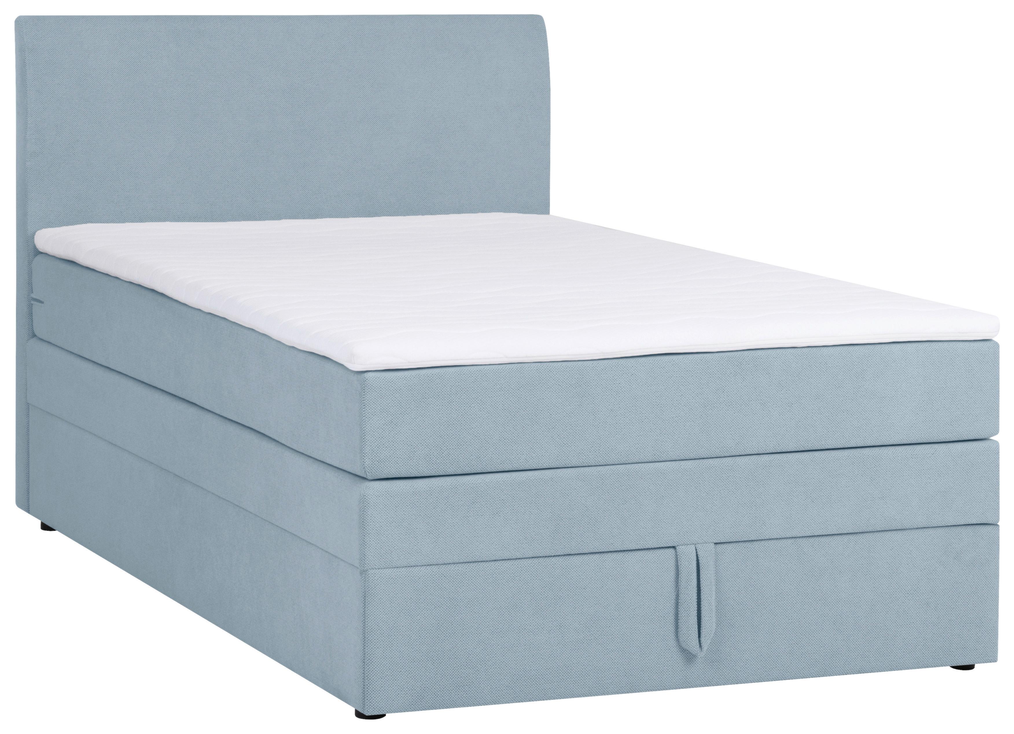 Boxspring Krevet Wickie - crna/svijetlo plava, Konvencionalno, drvo/tekstil (90/200cm) - Modern Living