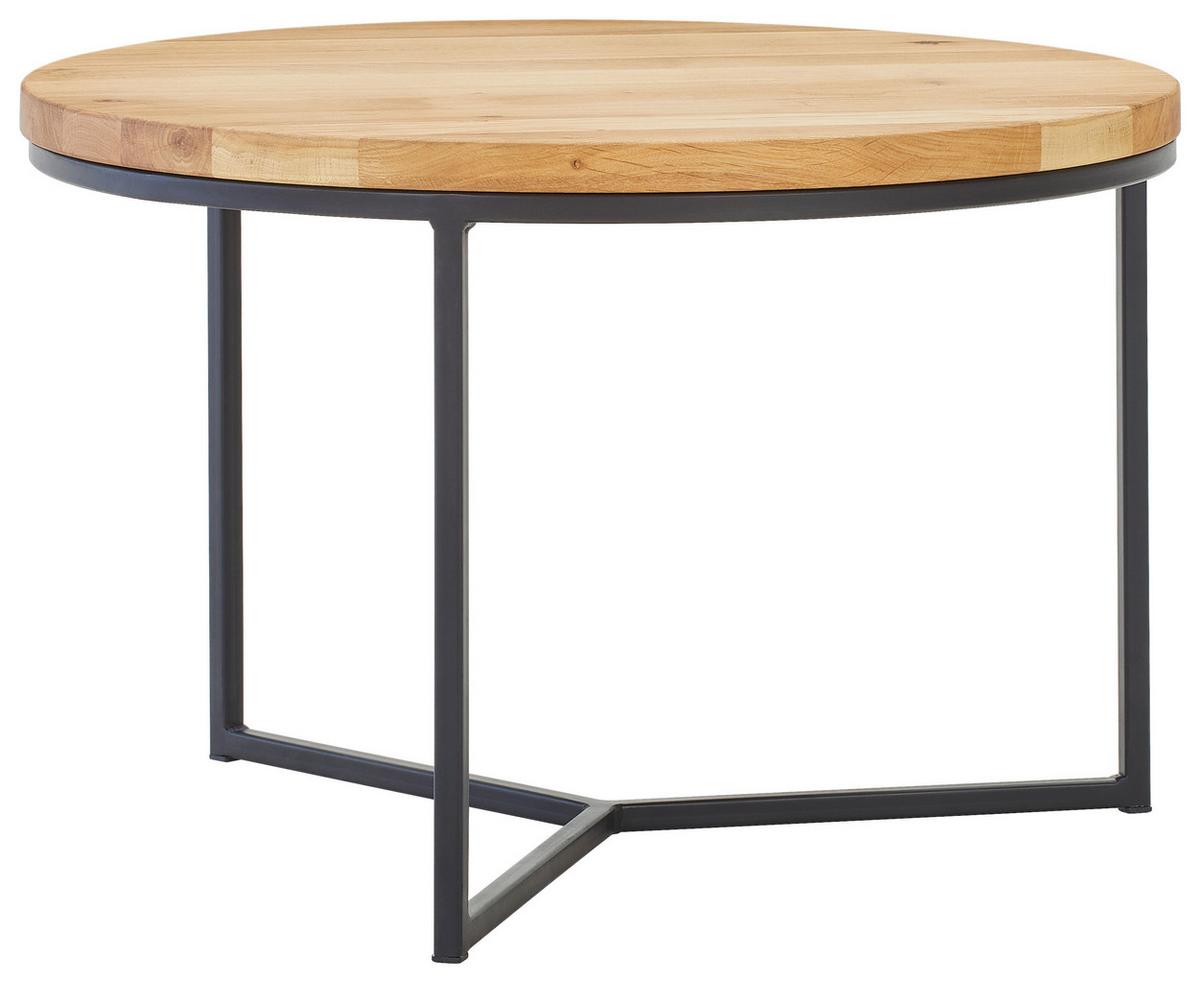 STOLIK KAWOWY MALMÖ - kolor dębowy/czarny, Design, metal/drewno (60/60/37cm) - Linea Natura