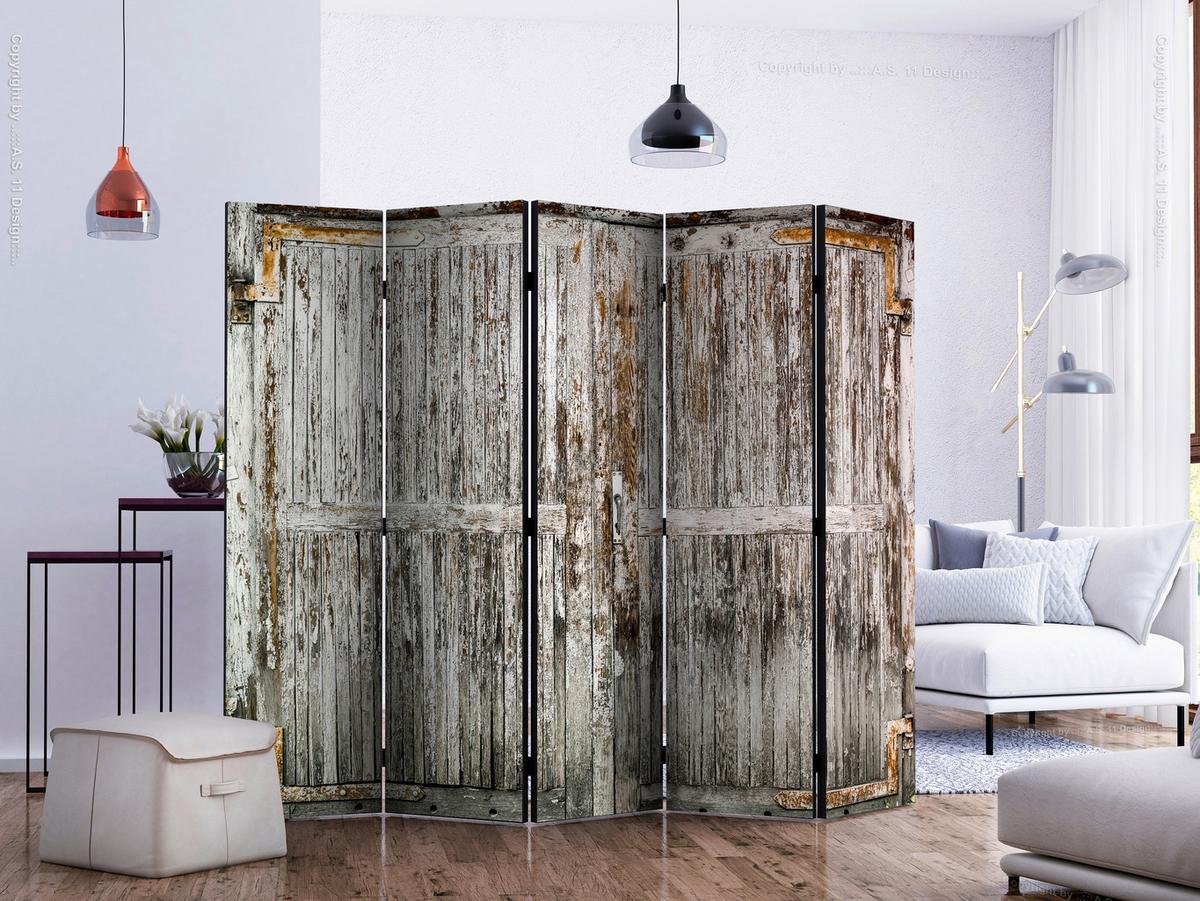Paravan The Whispering Door I, 5-Delni, Dvostranski - siva/bež, Basics, tekstil/les (225/172/3cm) - artgeist