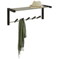 Wandgarderobe Benny aus Kiefer vollmassiv - Chromfarben/Schwarz, Konventionell, Holz/Metall (79/30/25cm) - Based