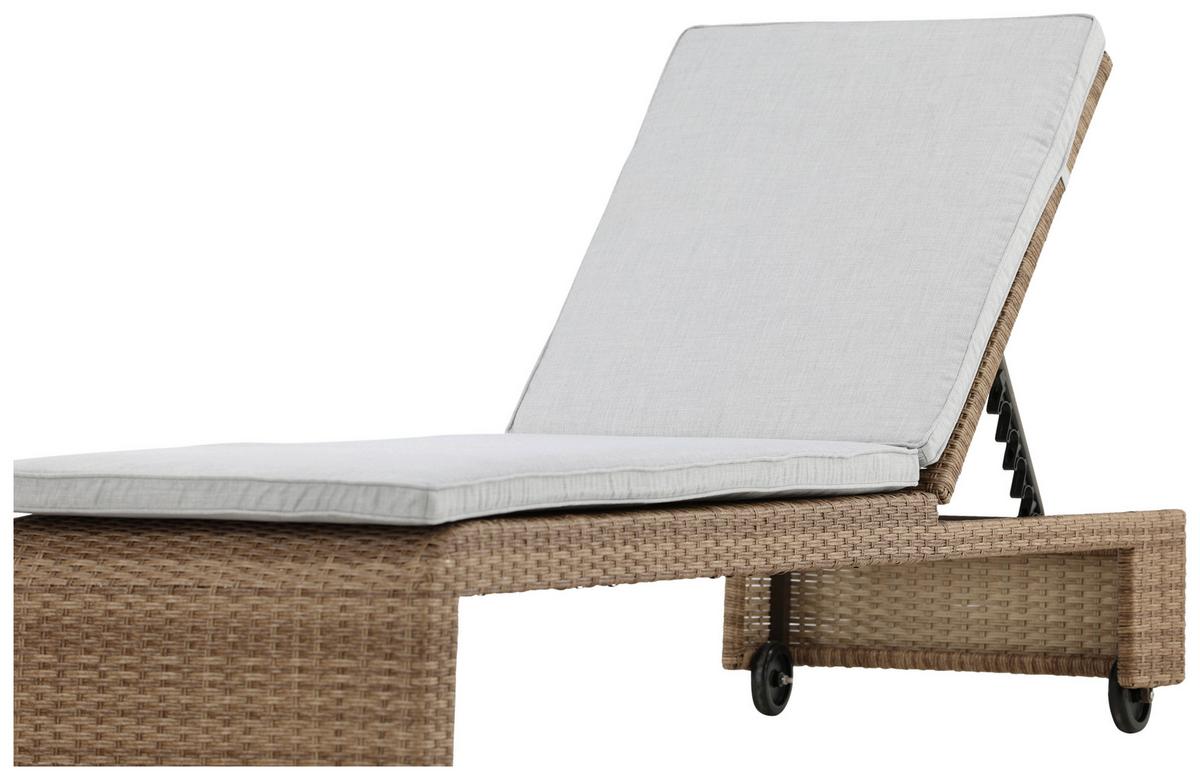 Sonnenliege London ca. 60x32x196 cm Hellbraun - Sandfarben/Hellbraun, KONVENTIONELL, Kunststoff/Textil (60/32/196cm) - Gardenson