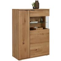 Highboard Valera in Wildeiche - Wildeiche/Schwarz, MODERN, Glas/Holz (90/123/37cm) - Premium Living