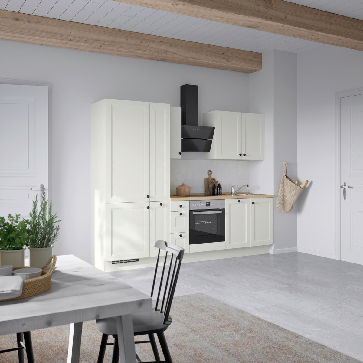 Küchenblock Cascada High m. Geräten Weiß - Eichefarben/Schwarz, MODERN, Holzwerkstoff/Metall (270cm) - Nobilia