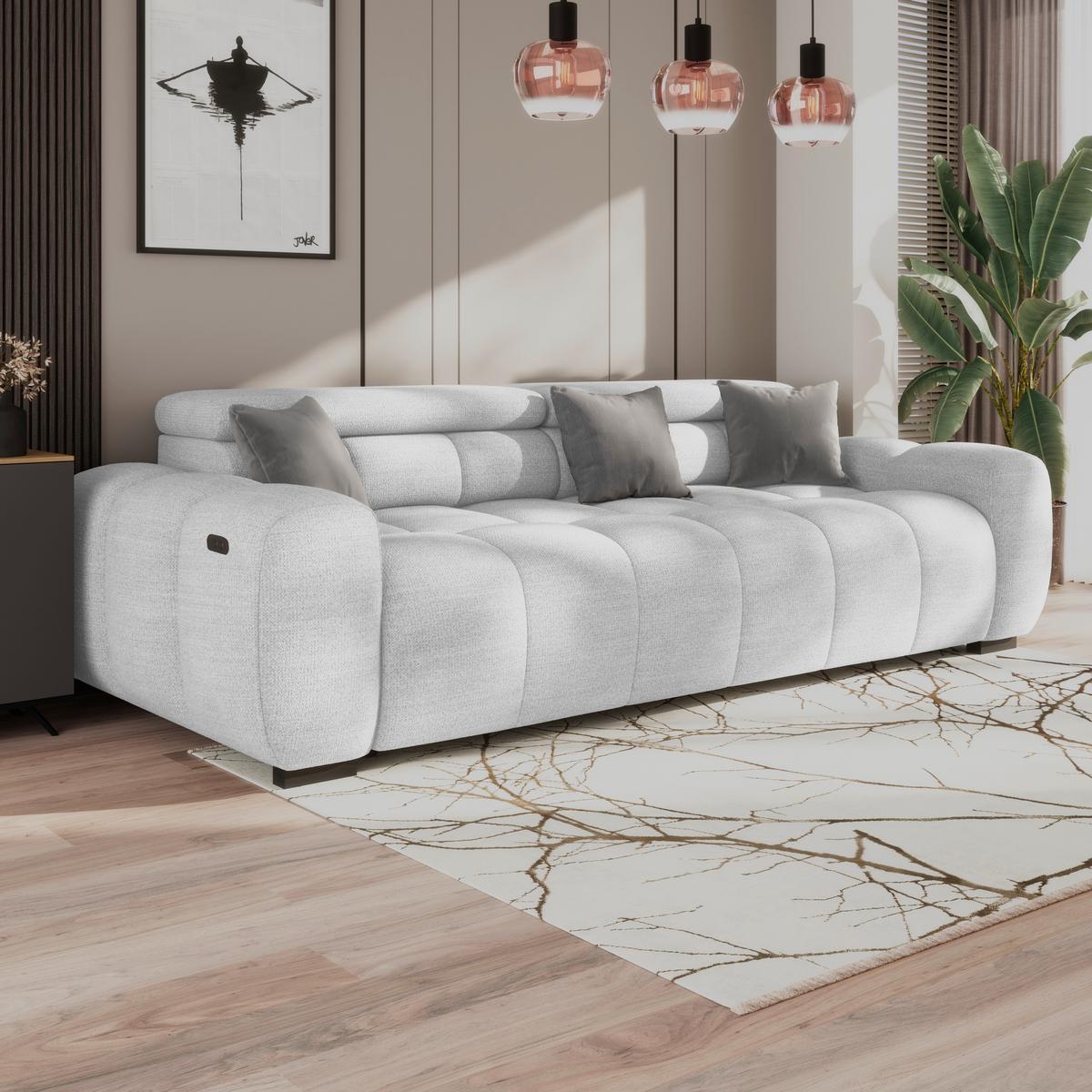 Velika Sofa Bull - sivo-bijela/crna, Design, tekstil/plastika (248/77-97/108cm) - Luca Bessoni
