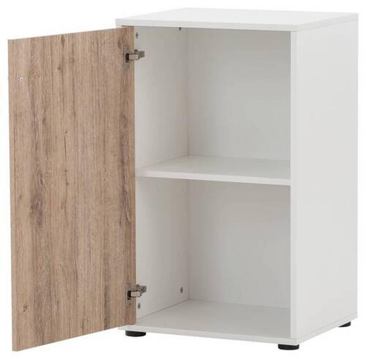 Aktenschrank U 510 T Weiß W.eiche ca.50,9x83,6x41cm - Wildeiche/Weiß, MODERN, Holzwerkstoff (50,9/83,6/41cm) - MID.YOU