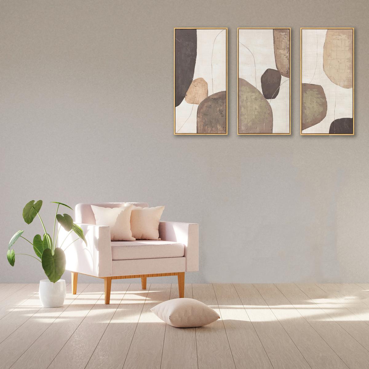 Slika Na Platnu 105x70cm Triplet - bela/braon, Konvencionalno, drvo/tekstil (105/70/2,8cm) - Mömax