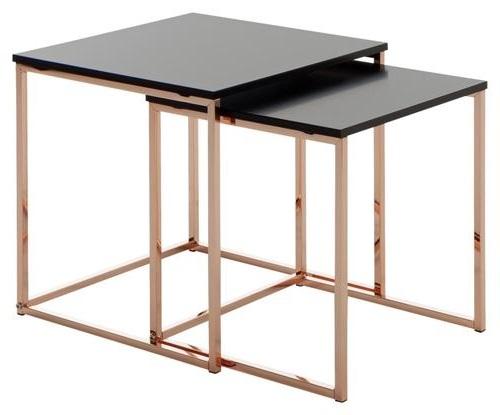 Satztisch "Cala", 2-er Set, schwarz - Schwarz/Kupferfarben, Design, Holzwerkstoff/Metall (40/40/42cm) - MID.YOU