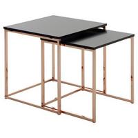 Satztisch "Cala", 2-er Set, schwarz - Schwarz/Kupferfarben, Design, Holzwerkstoff/Metall (40/40/42cm) - MID.YOU