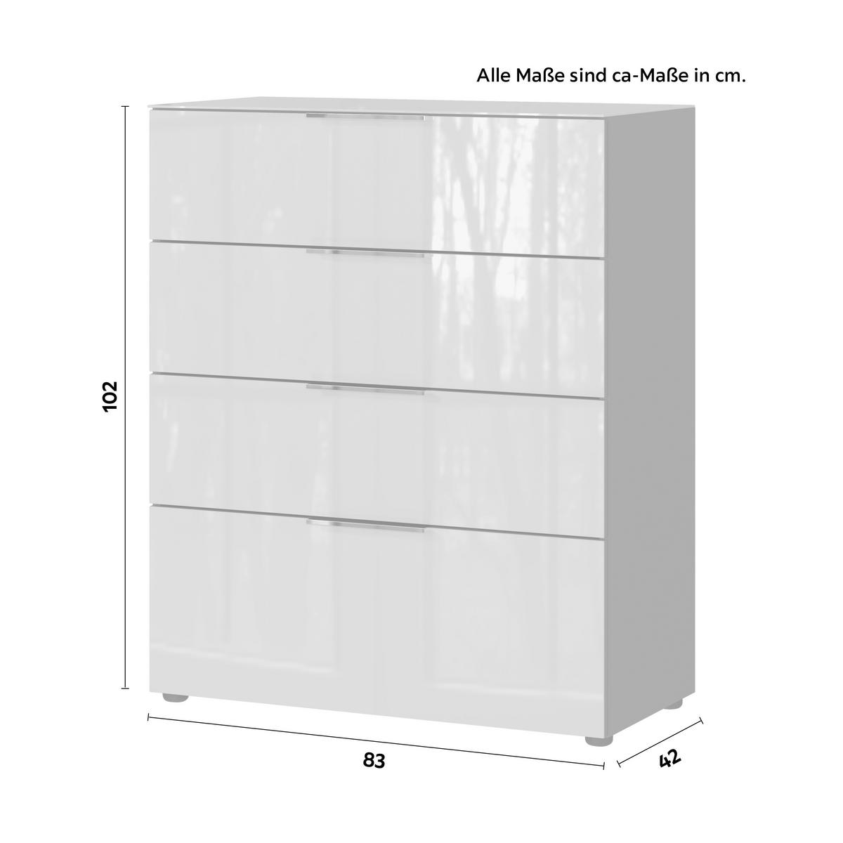 Kommode Oakland in Grau/Graphitfarben - Chromfarben/Silberfarben, MODERN, Glas/Holzwerkstoff (83/102/42cm) - Premium Living