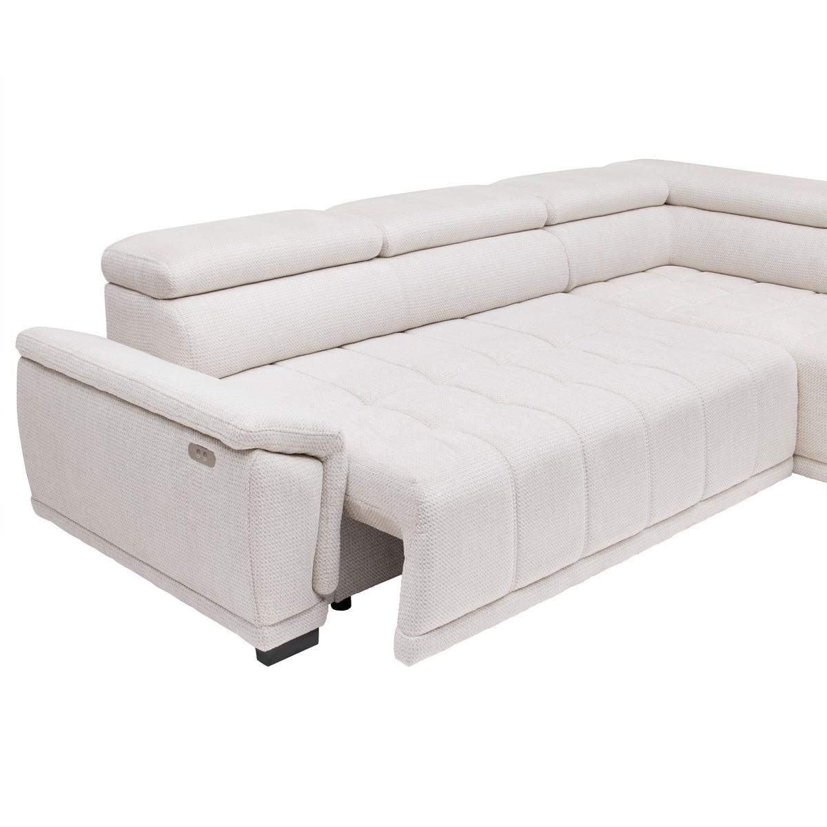 Ecksofa Gremio Rechts Grauweiß - Grauweiß/Schwarz, MODERN, Kunststoff/Textil (283/206cm) - Premium Living