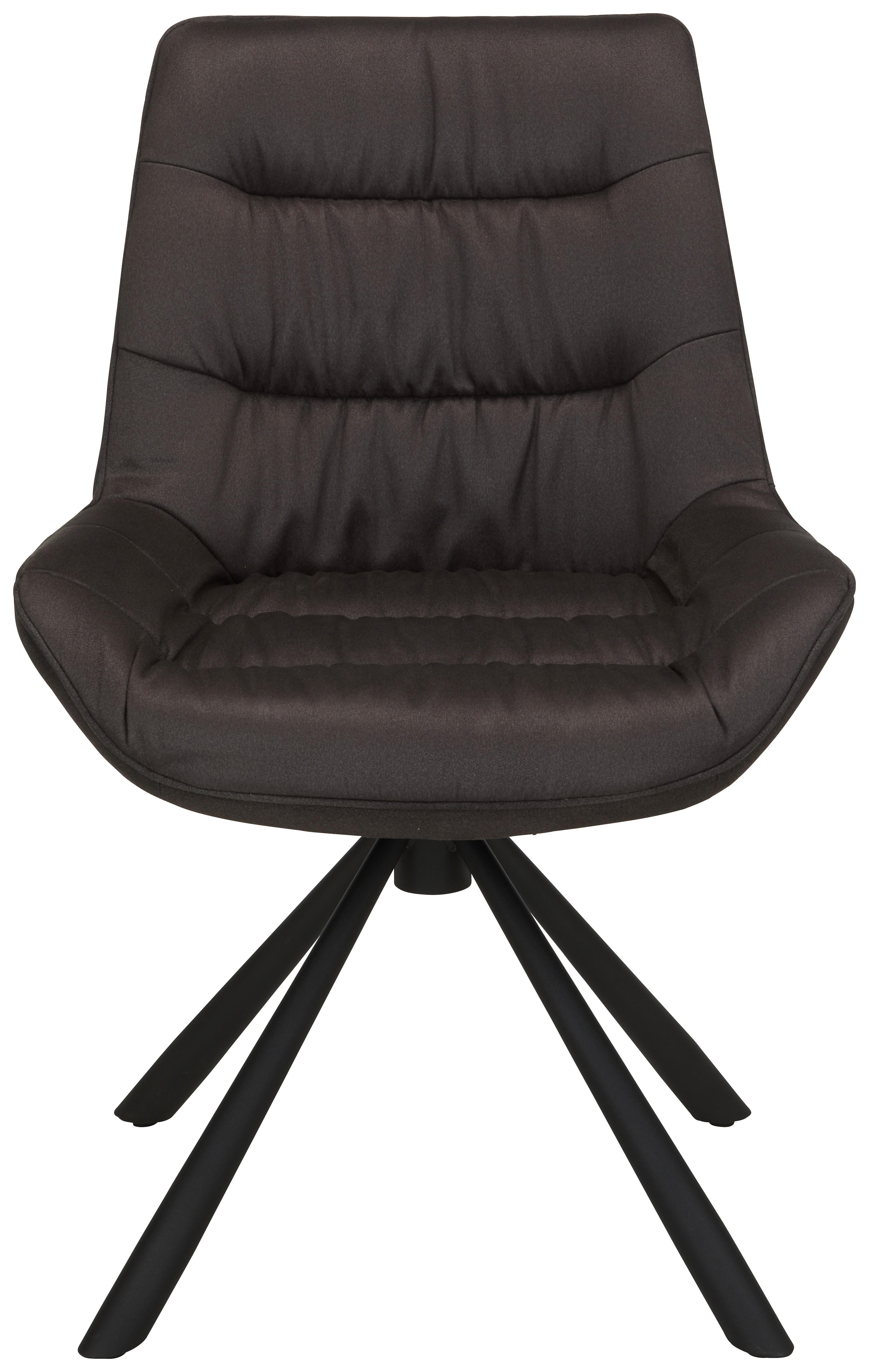 Stuhl in Grau/Schwarz - Schwarz/Grau, MODERN, Textil/Metall (57,5/85/64cm) - Modern Living