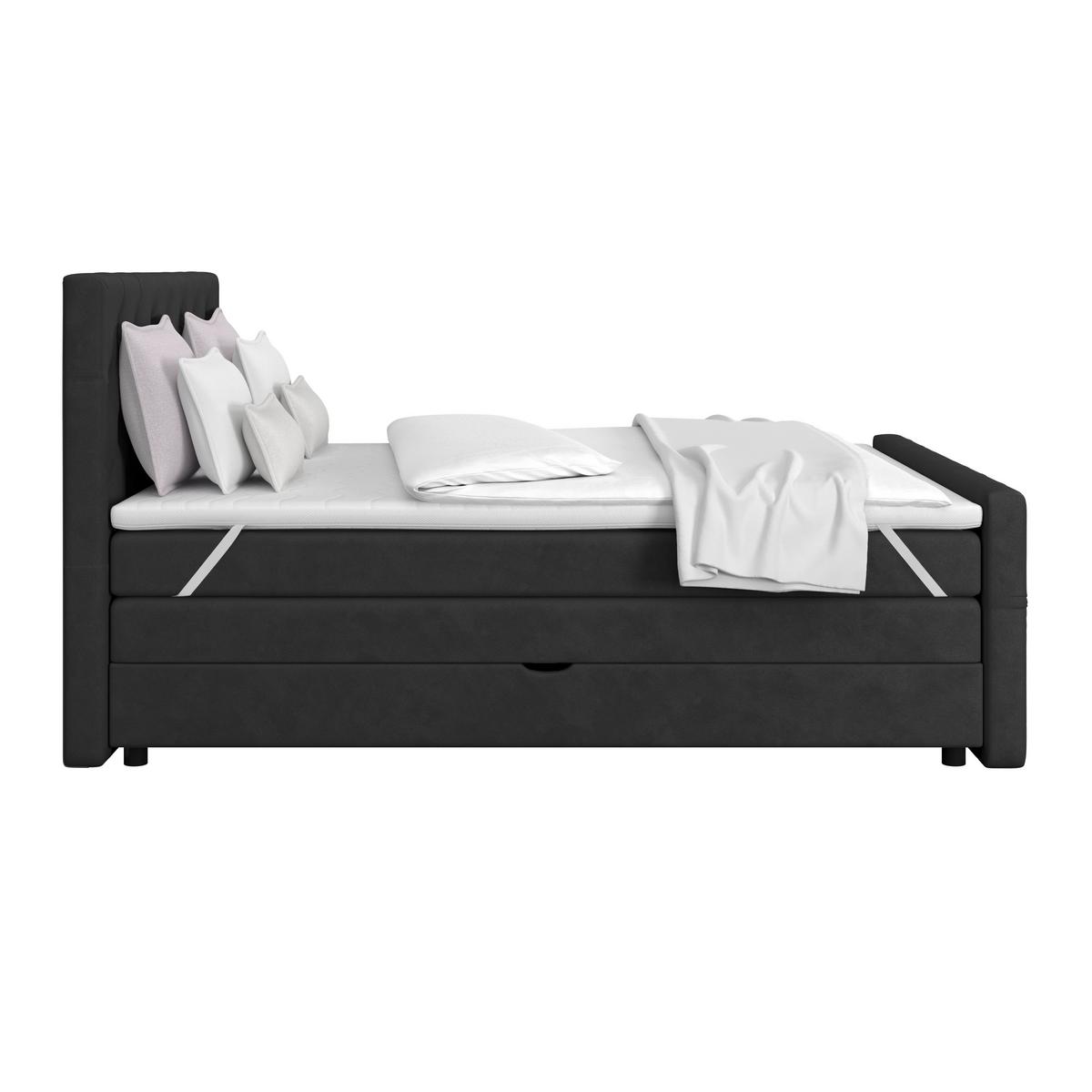 Boxspring Krevet Elio - bež/crna, Romantično / ladanjski, tekstil/plastika (160/200cm) - Modern Living