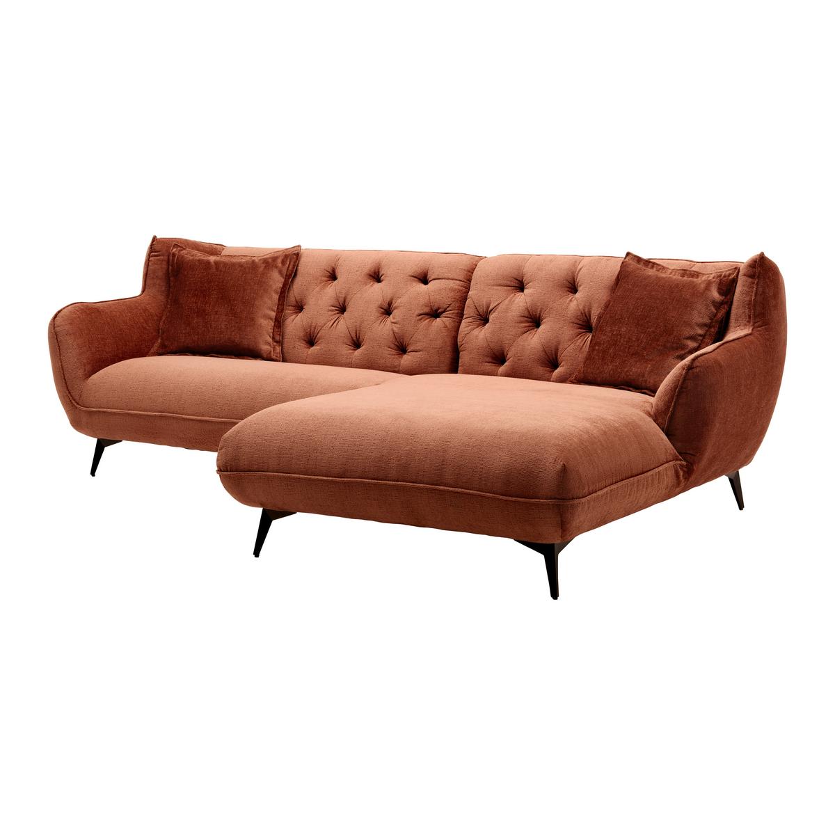 Wohnlandschaft Bogoni Rostfarben - Rostfarben/Schwarz, MODERN, Textil/Metall (278/84/168cm) - Mömax