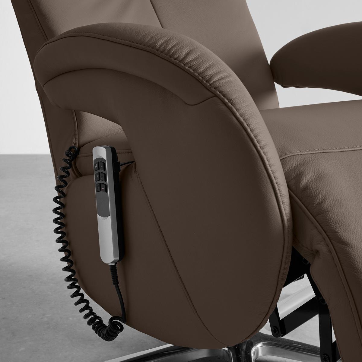 Relaxsessel Sitting 2 Mokka - Chromfarben/Mokka, MODERN, Leder (70/111/80cm) - Premium Living