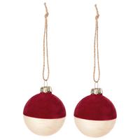 Christbaumkugel-Set Natalya in Rot, 2 Stück - Rot, Glas/Textil (6cm) - Modern Living
