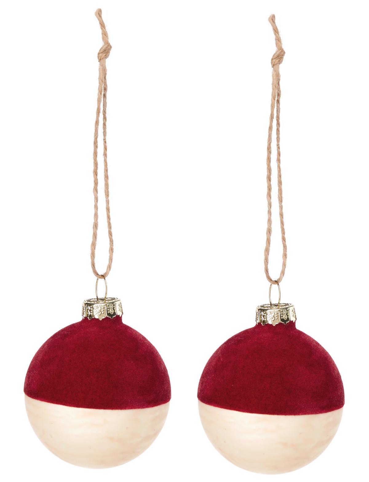 Christbaumkugel-Set Natalya in Rot, 2 Stück - Rot, Glas/Textil (6cm) - Modern Living