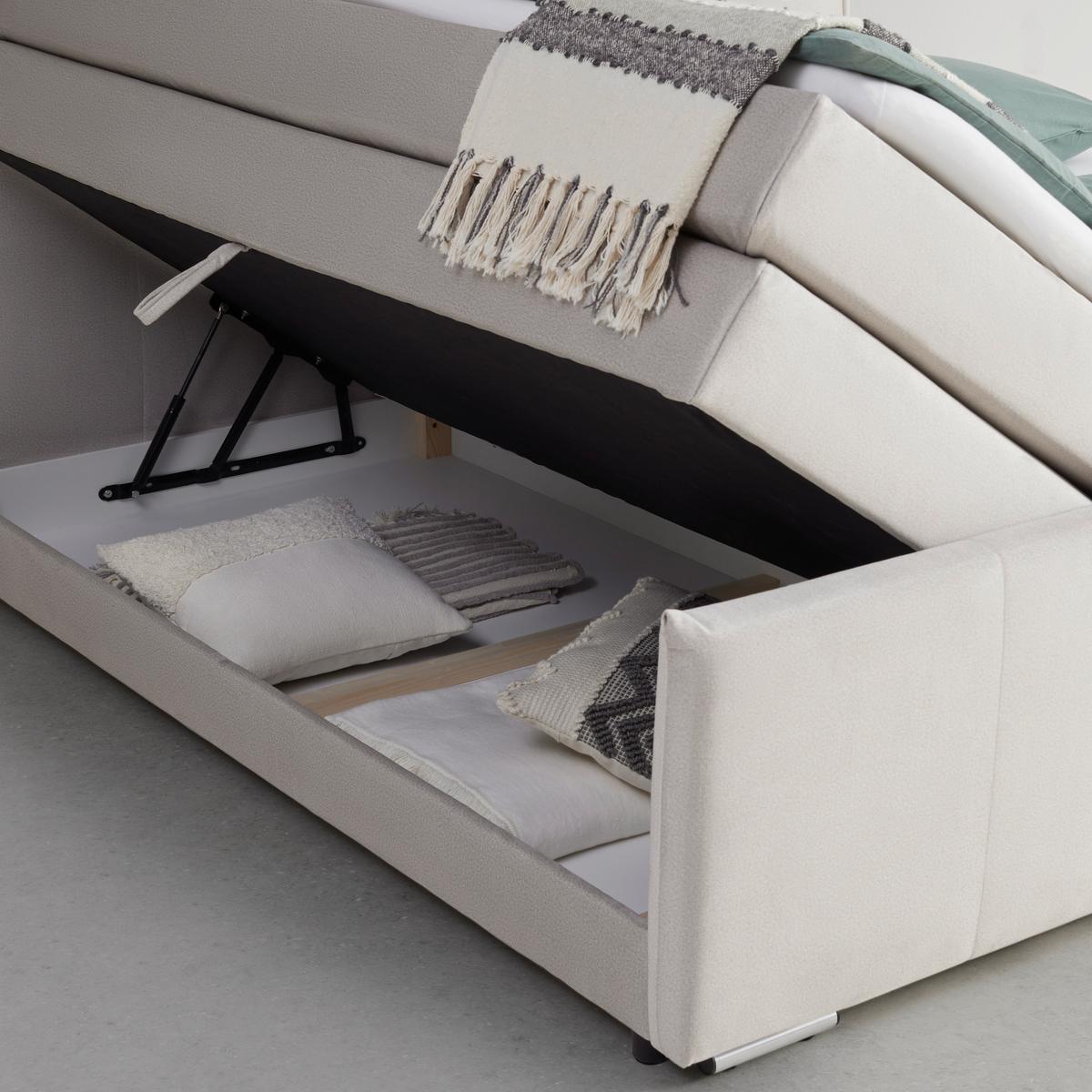 Boxspringbett Leonora ca. 200x200cm Beige mit Topper - Chromfarben/Beige, Modern, Holz/Textil (200/200cm) - Bessagi Home