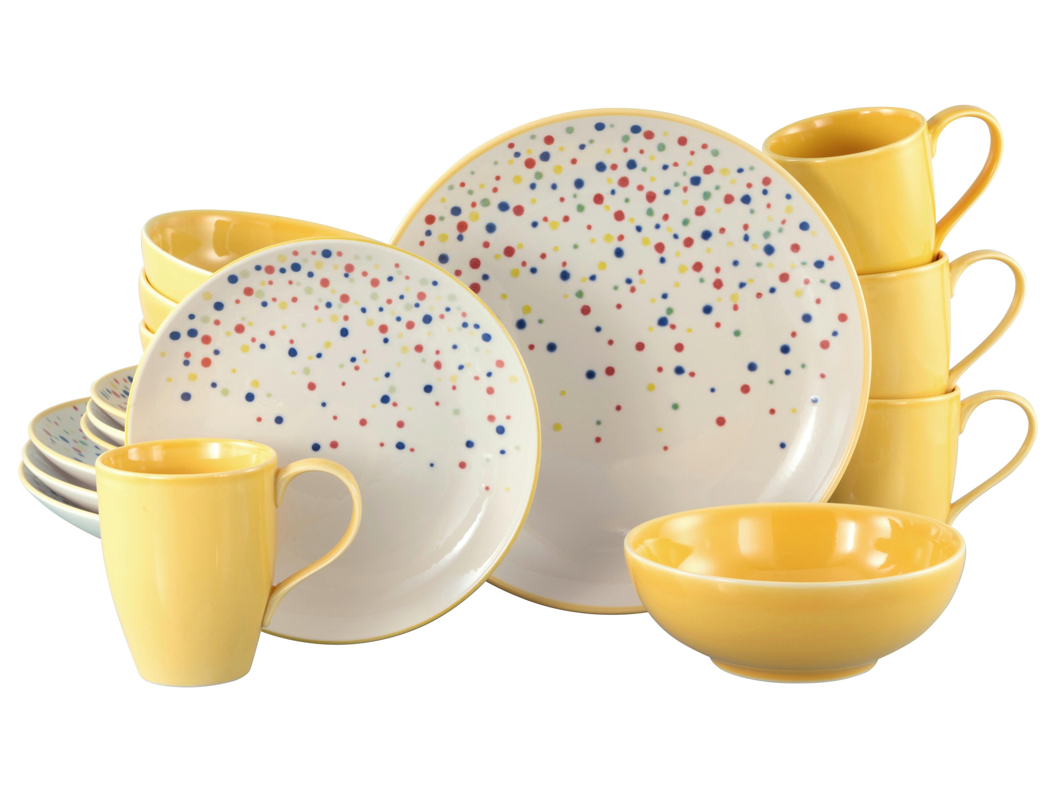 Kombinirani Servis Joy Yellow, 16-Delni - rumena/krem barve, Basics, keramika - Creatable