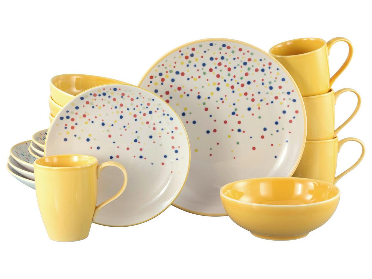 Kombinirani Servis Joy Yellow, 16-Delni - rumena/krem barve, Basics, keramika - Creatable