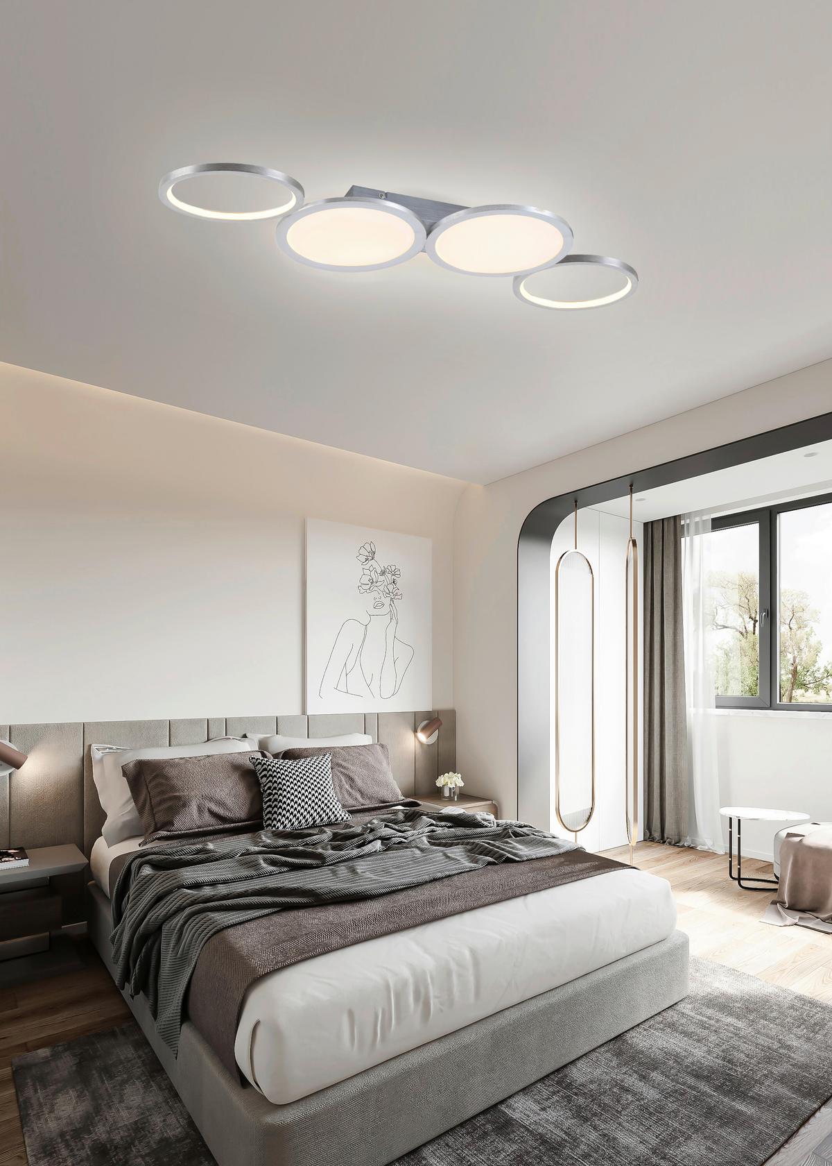 LAMPA SUFITOWA LED C13989L - kolor aluminiowy, Design, tworzywo sztuczne/metal (91/34/6cm) - Novel
